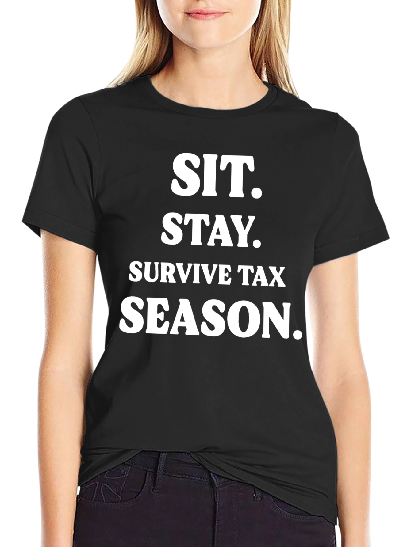 Sit. Stay. Survive Tax Season. Black T-Shirt