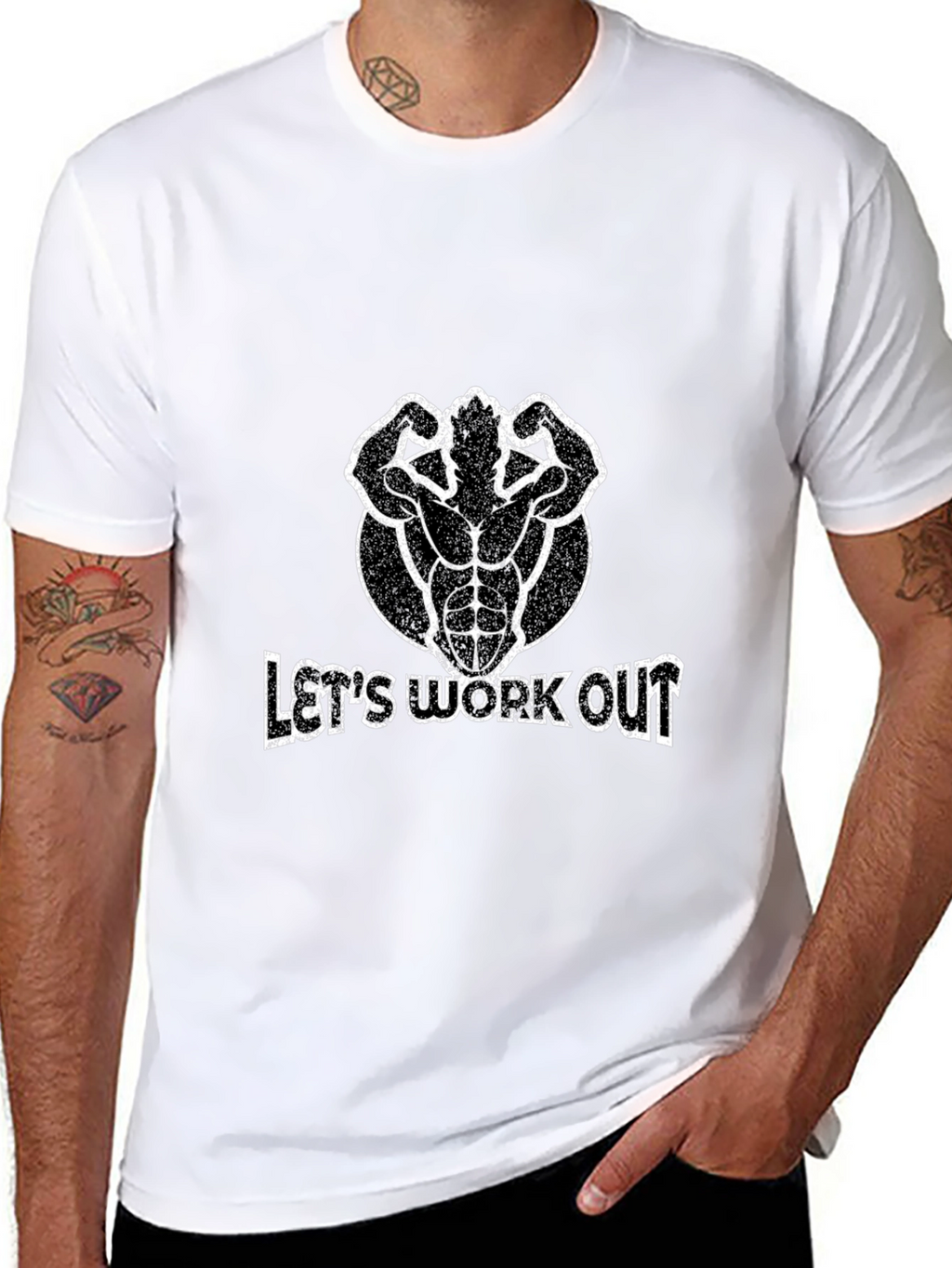 Lets Workout Graphic T-Shirt - Black