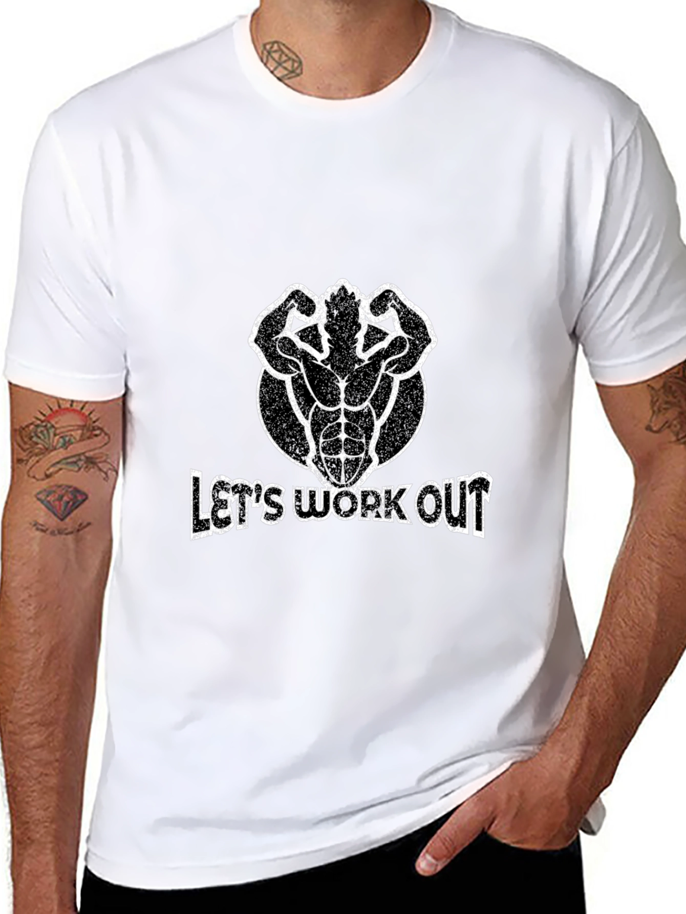 Lets Workout Graphic T-Shirt - Black
