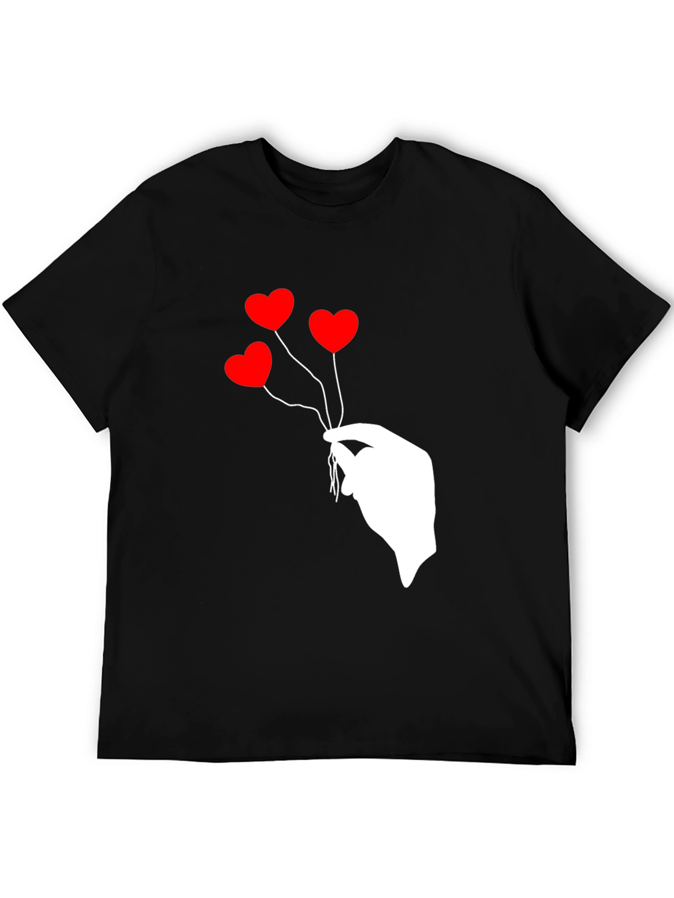 Heart Balloon Graphic Tee - Stylish Black T-Shirt