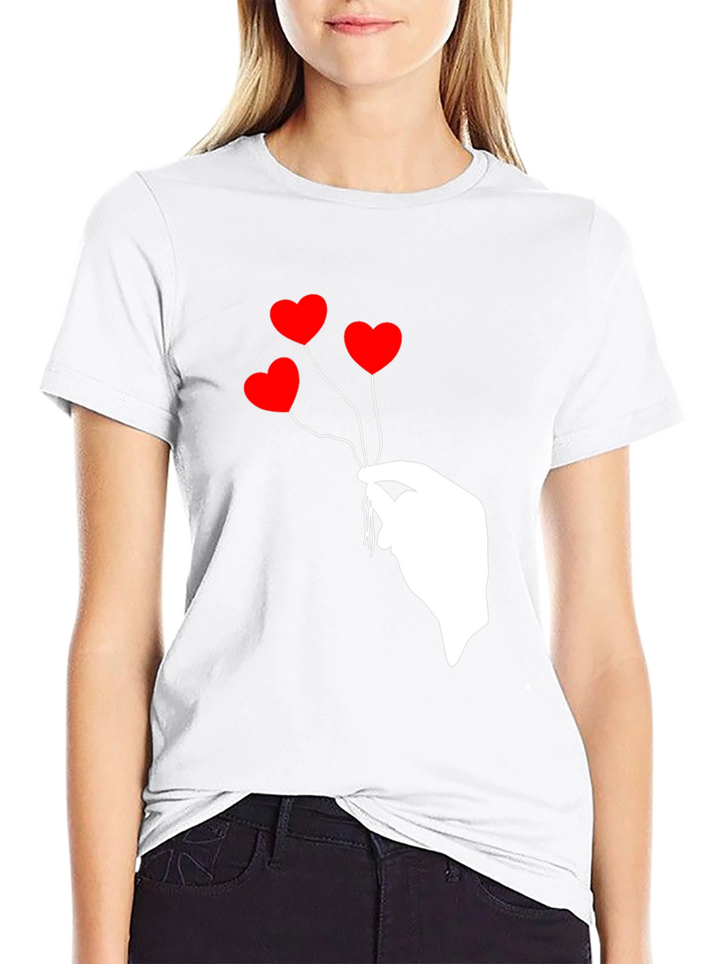 Heart Balloon Graphic Tee - Stylish Black T-Shirt