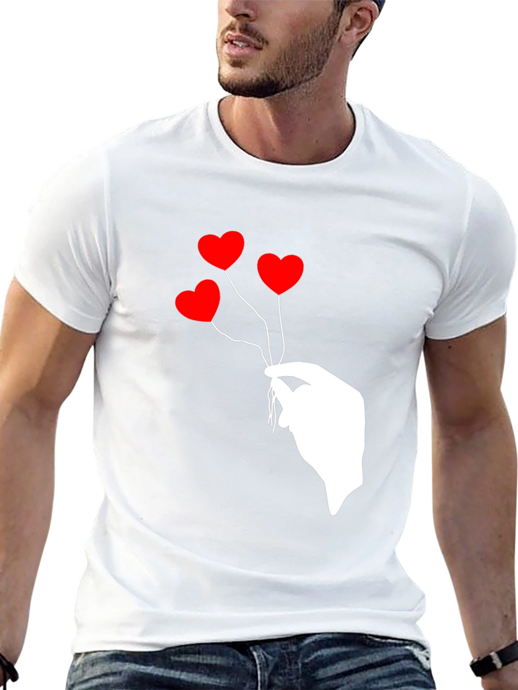 Heart Balloon Graphic Tee - Stylish Black T-Shirt