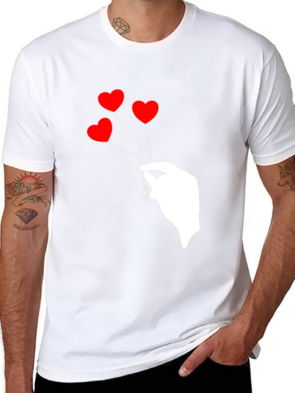 Heart Balloon Graphic Tee - Stylish Black T-Shirt