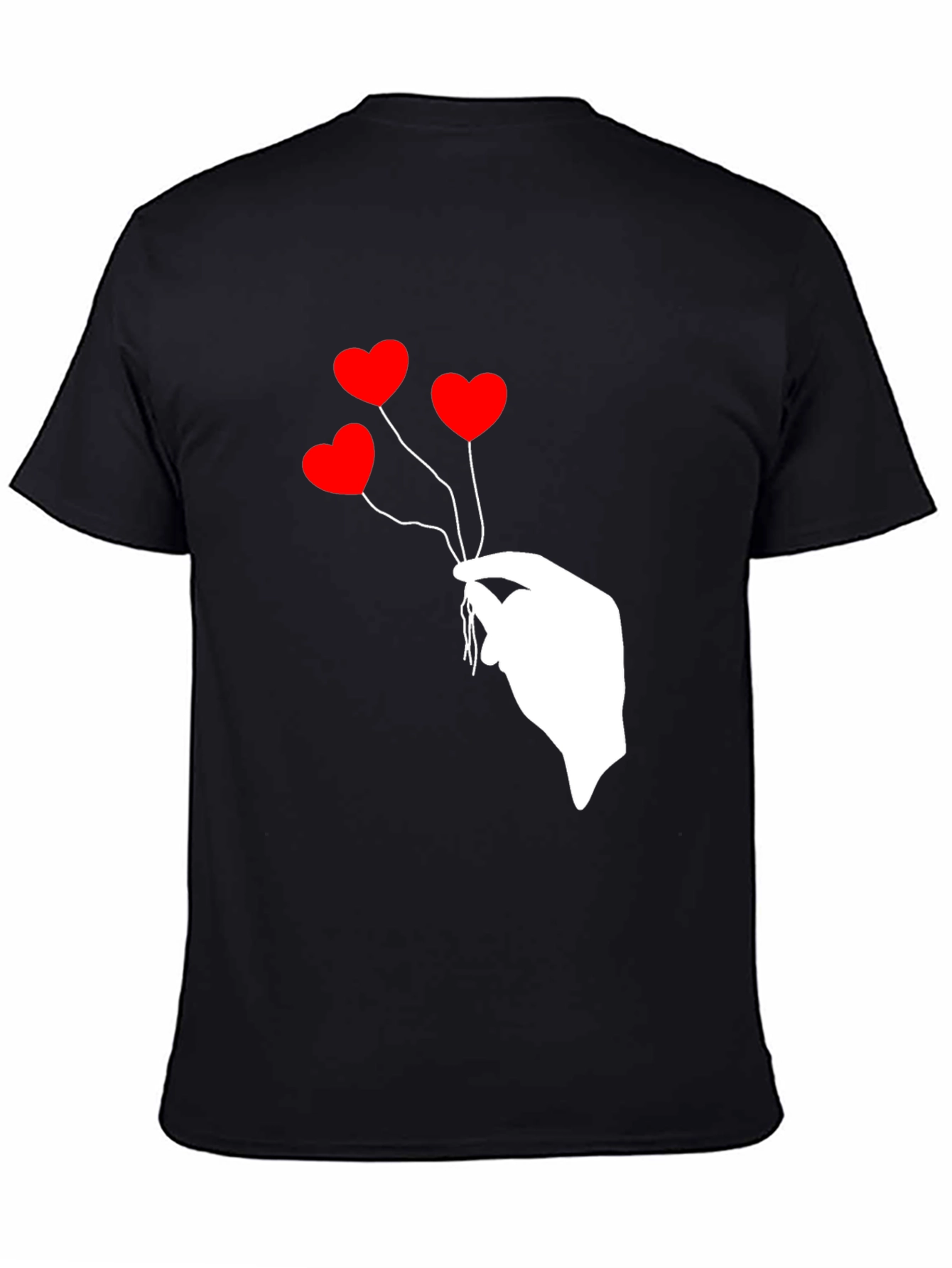 Heart Balloon Graphic Tee - Stylish Black T-Shirt
