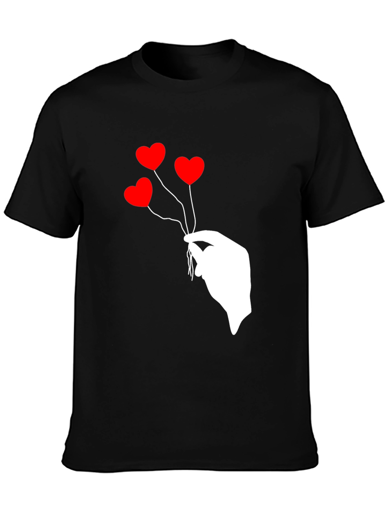 Heart Balloon Graphic Tee - Stylish Black T-Shirt