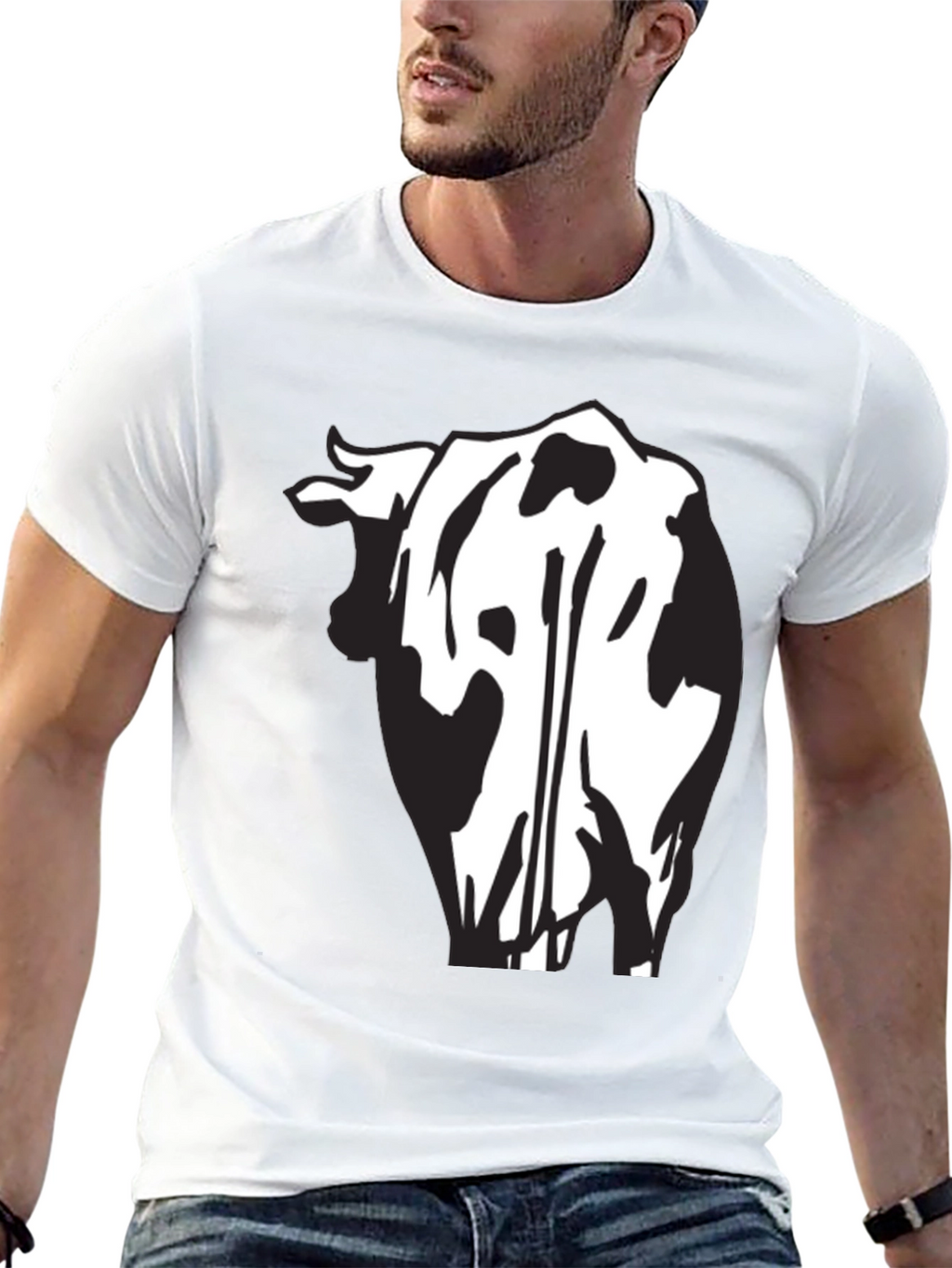 Cow Rear View Black Graphic Tee Shirt