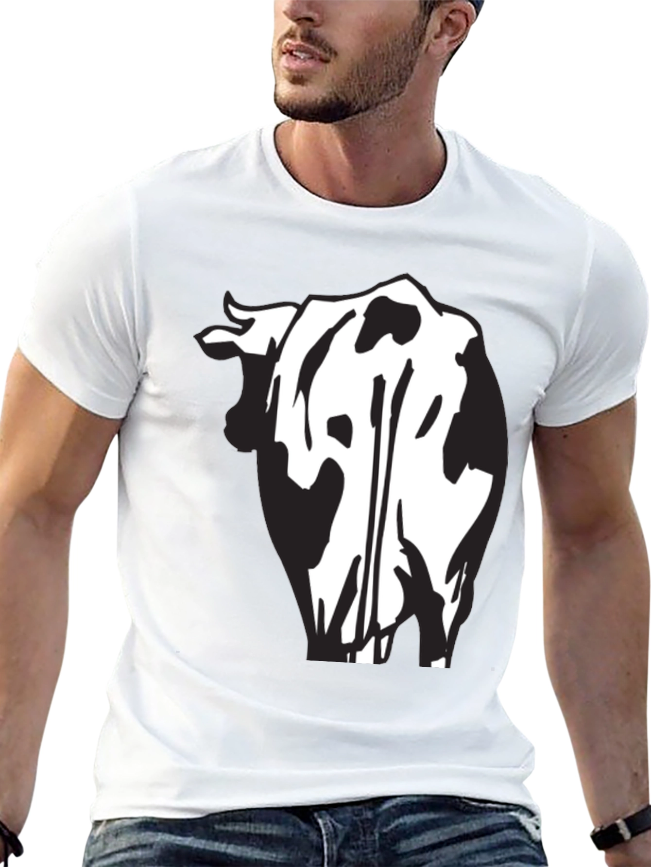 Cow Rear View Black Graphic Tee Shirt