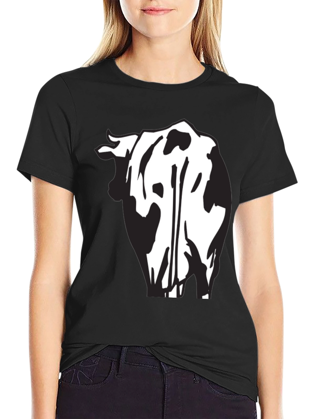 Cow Rear View Black Graphic Tee Shirt