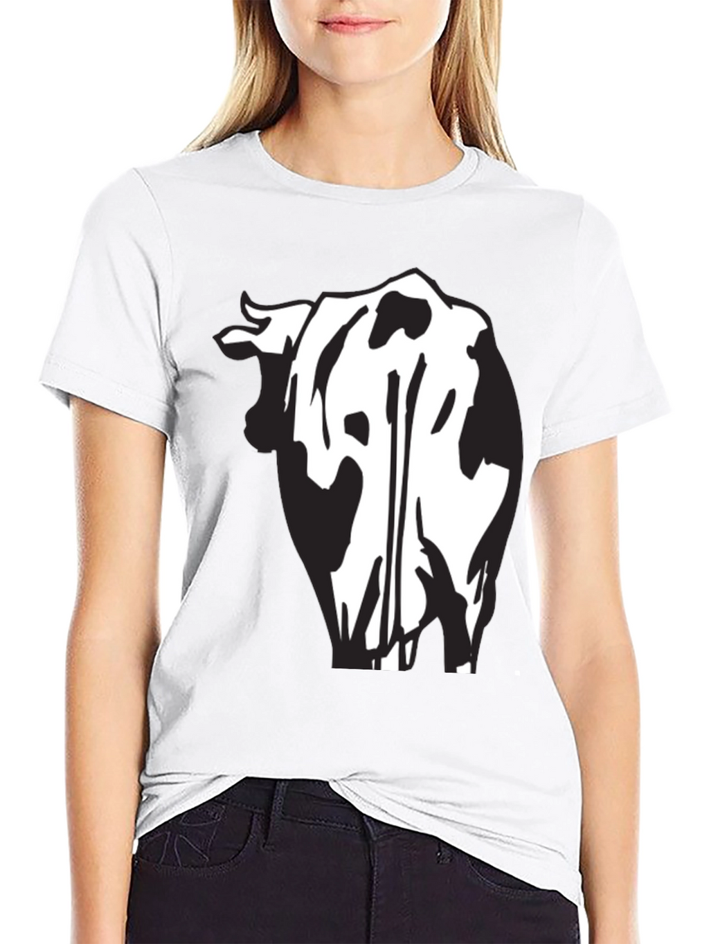 Cow Rear View Black Graphic Tee Shirt