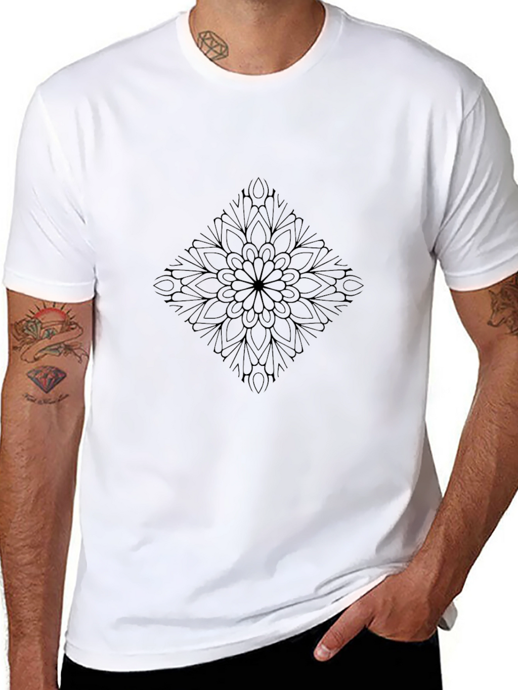 Mens Black Mandala Graphic Tee