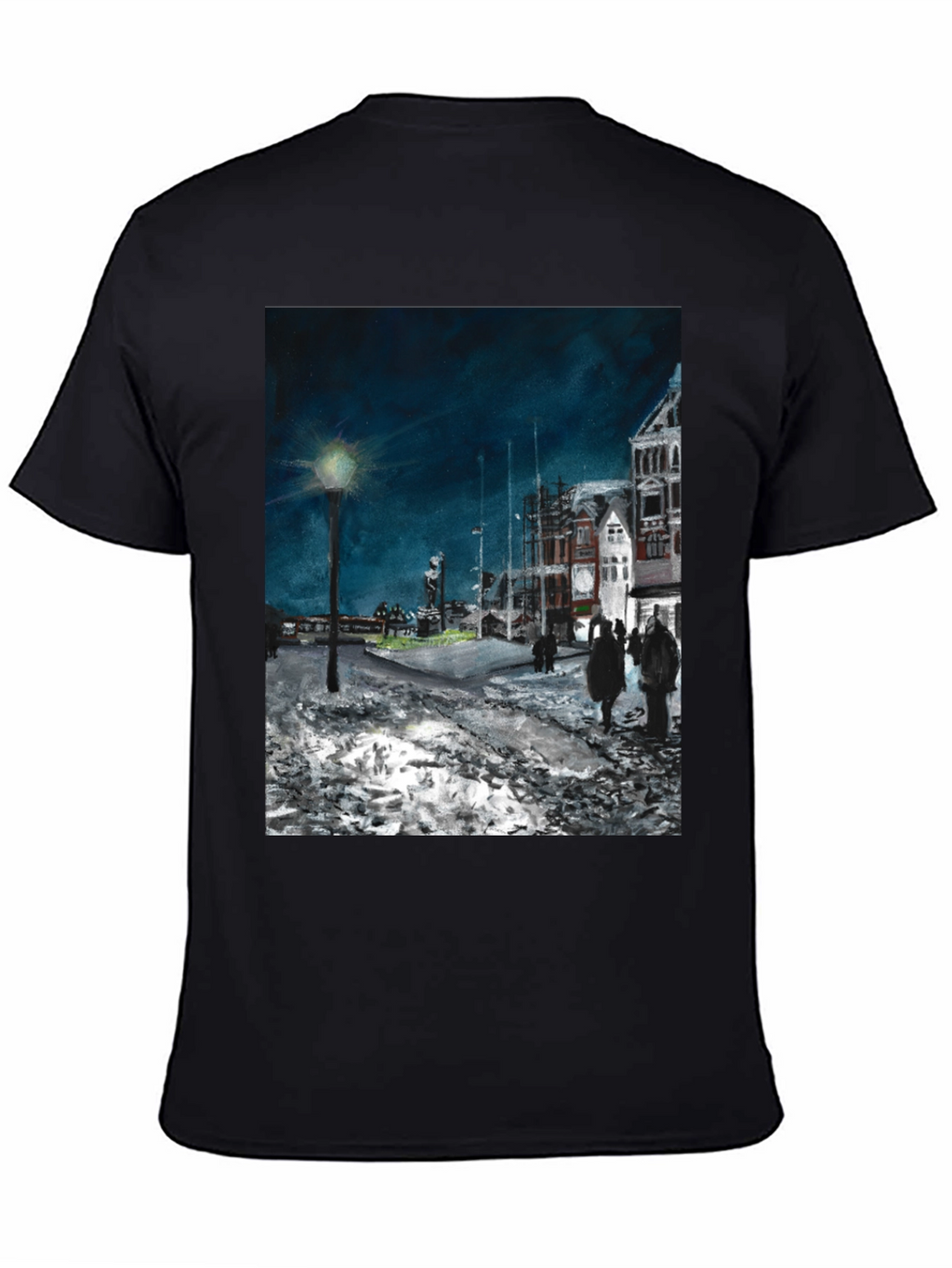Night Scene Print Black T-Shirt