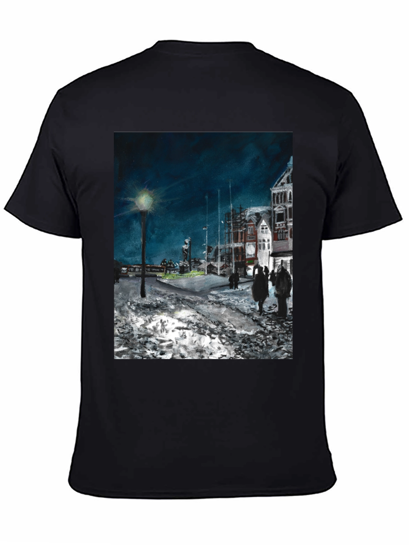 Night Scene Print Black T-Shirt