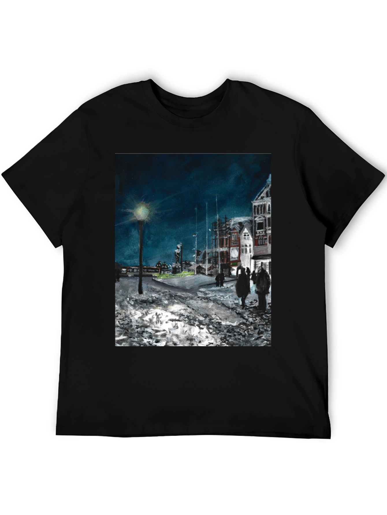 Night Scene Print Black T-Shirt