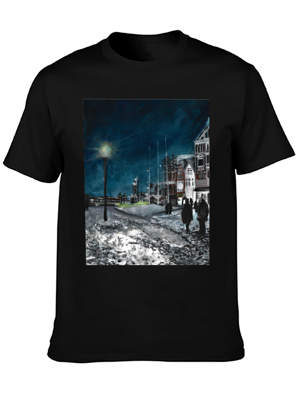 Night Scene Print Black T-Shirt
