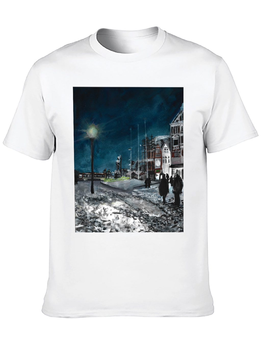 Night Scene Print Black T-Shirt