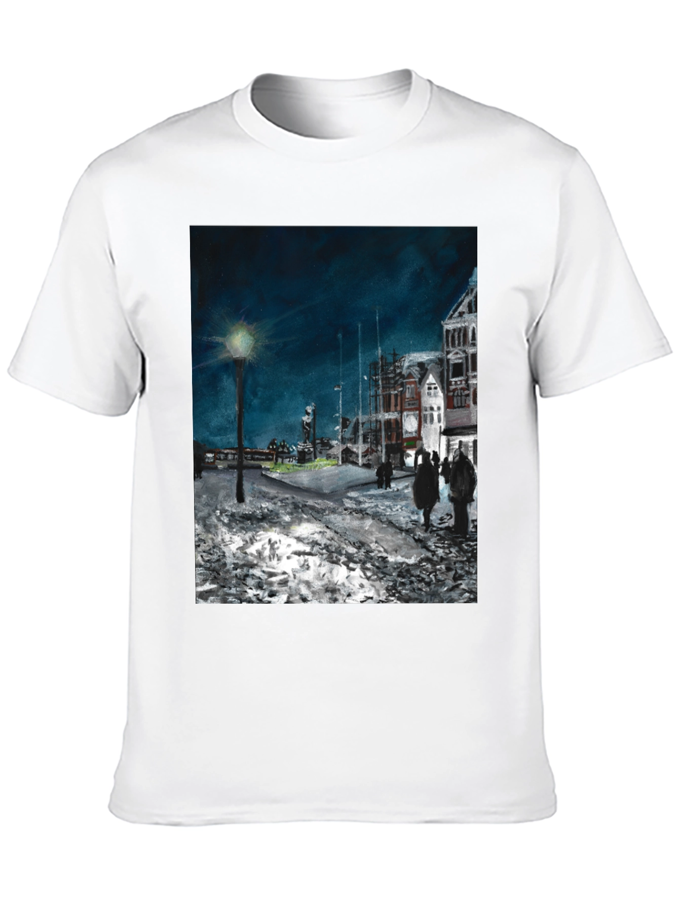 Night Scene Print Black T-Shirt