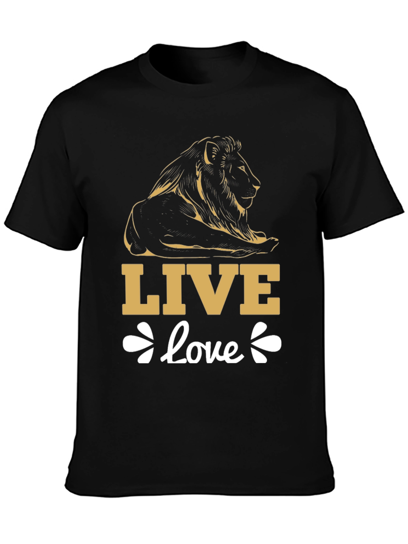 Live Love Lion Graphic Tee - Black Cotton T-Shirt