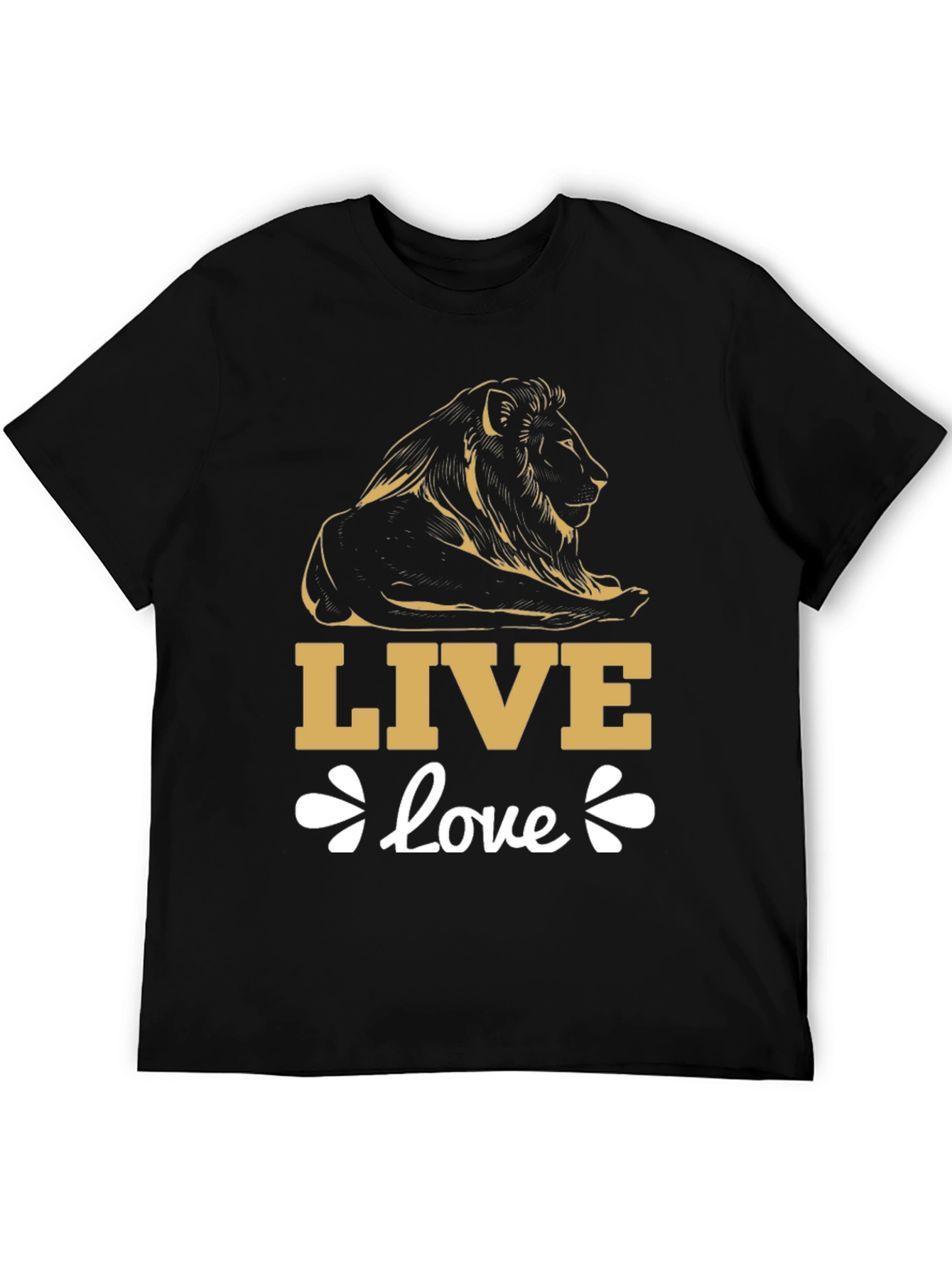 Live Love Lion Graphic Tee - Black Cotton T-Shirt