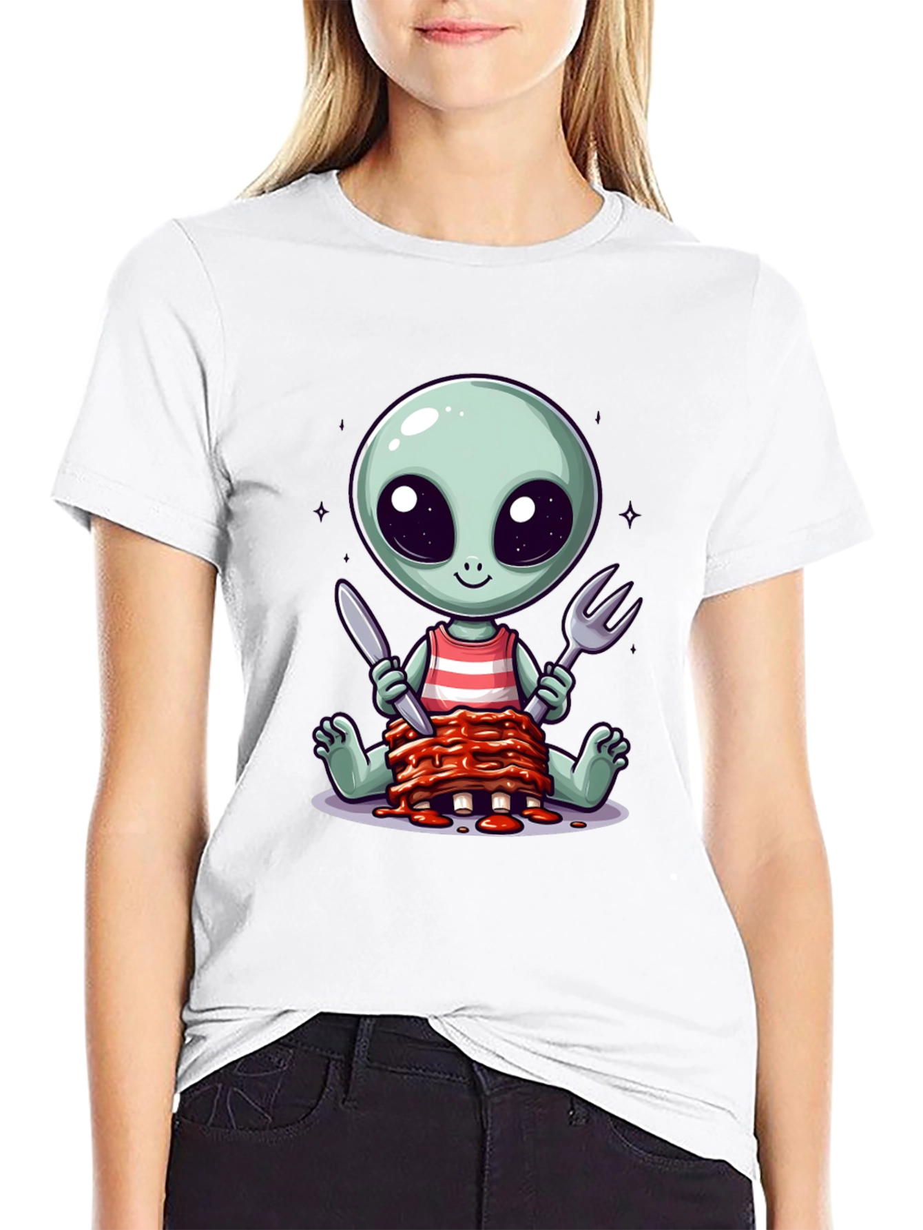 Alien Eating Ribs T-Shirt