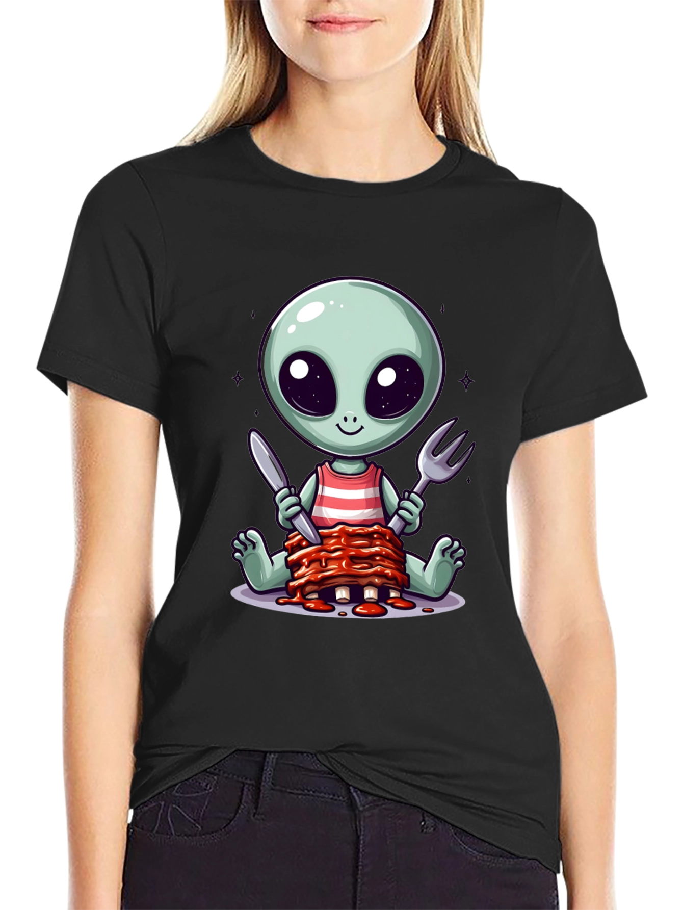 Alien Eating Ribs T-Shirt