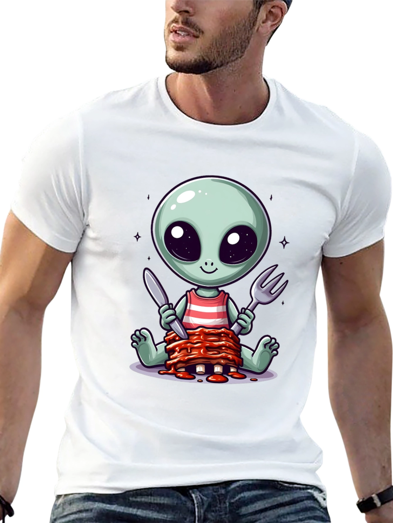 Alien Eating Ribs T-Shirt
