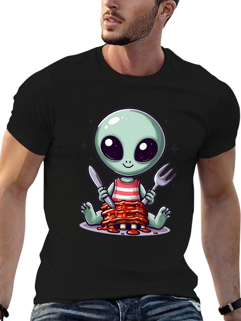 Alien Eating Ribs T-Shirt