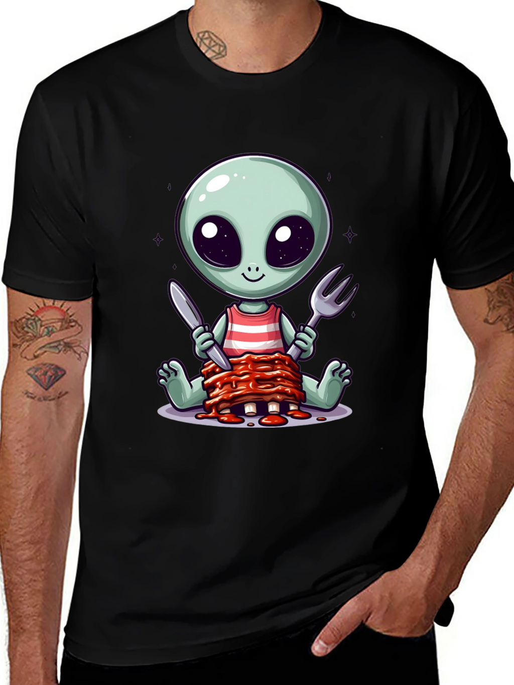 Alien Eating Ribs T-Shirt