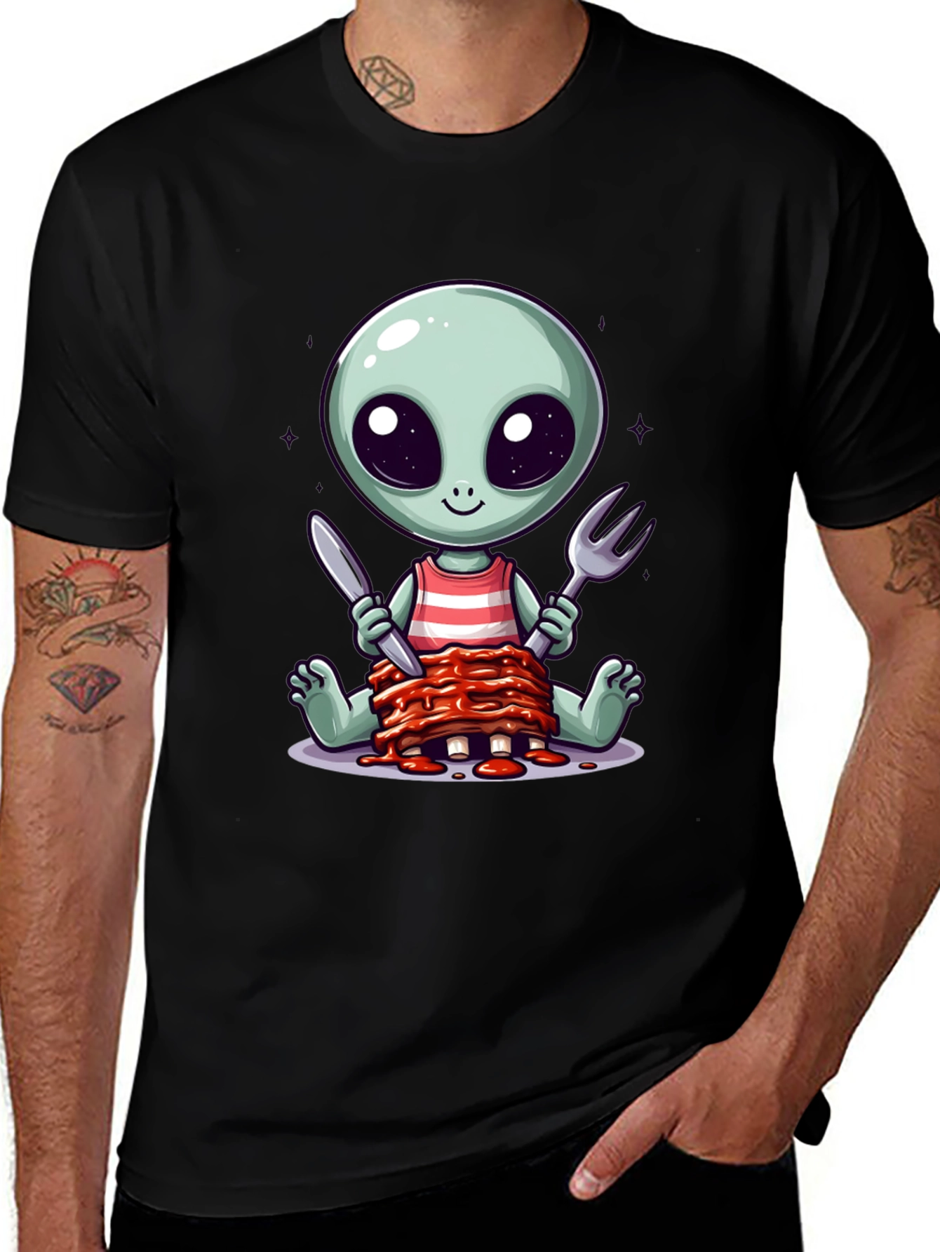 Alien Eating Ribs T-Shirt