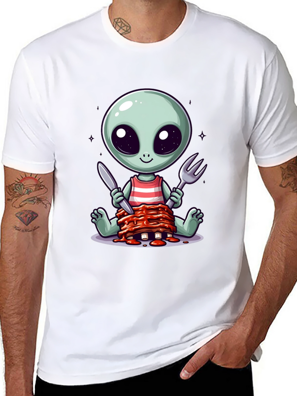Alien Eating Ribs T-Shirt