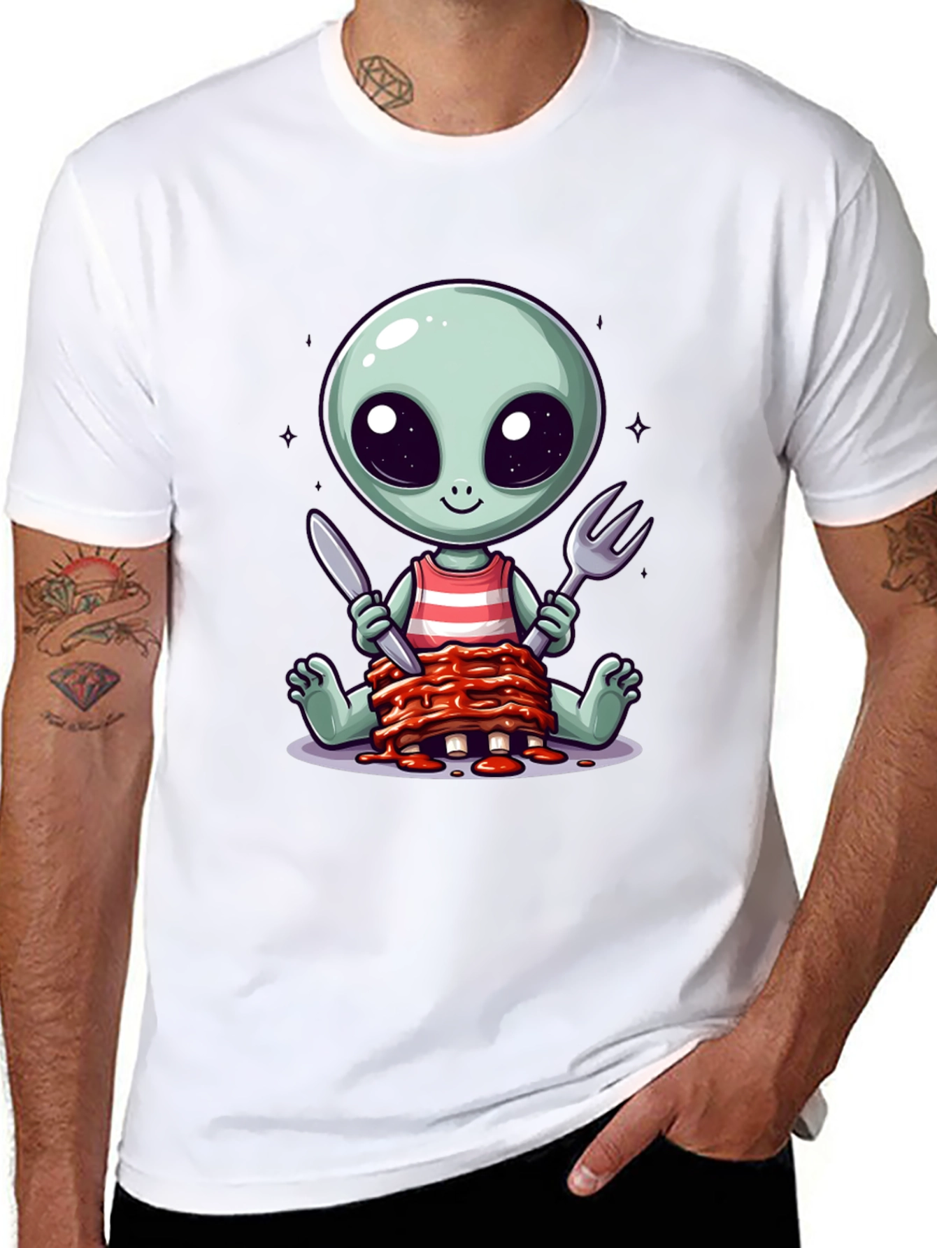 Alien Eating Ribs T-Shirt