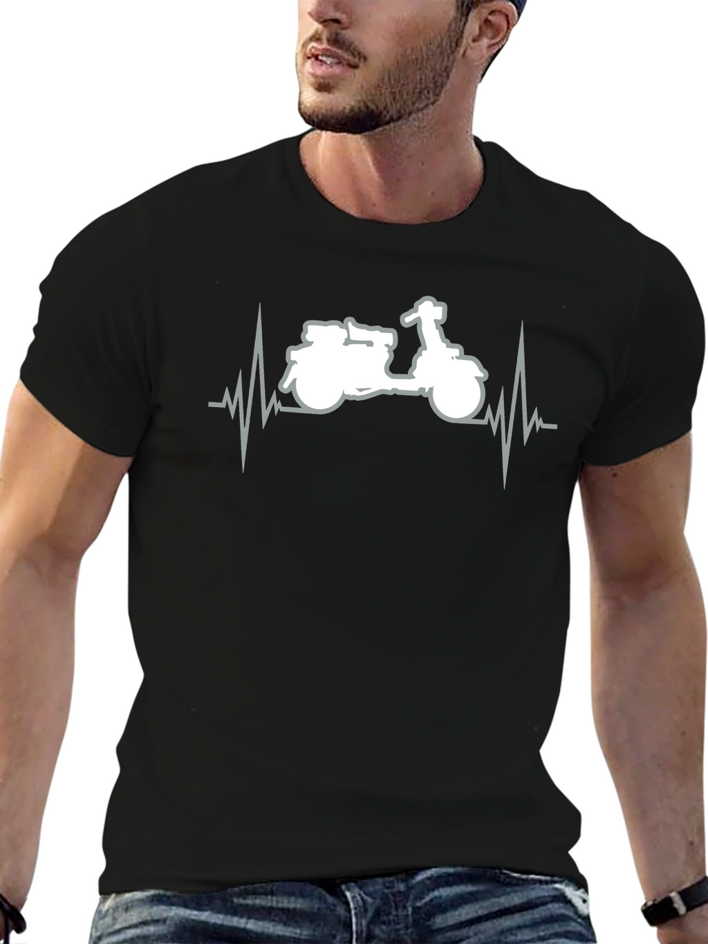 Motorcycle Heartbeat Graphic T-Shirt - Ride in Style!