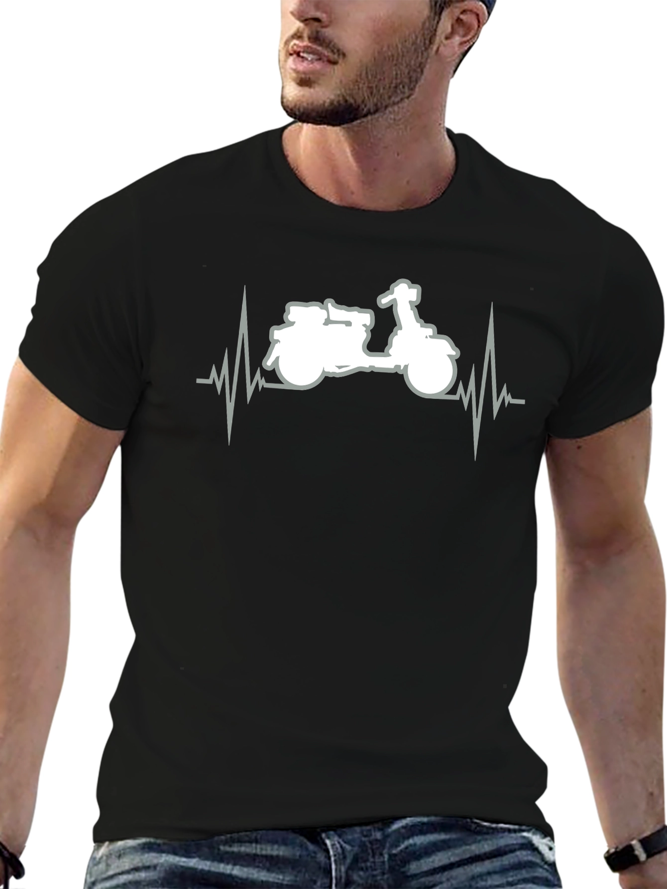 Motorcycle Heartbeat Graphic T-Shirt - Ride in Style!