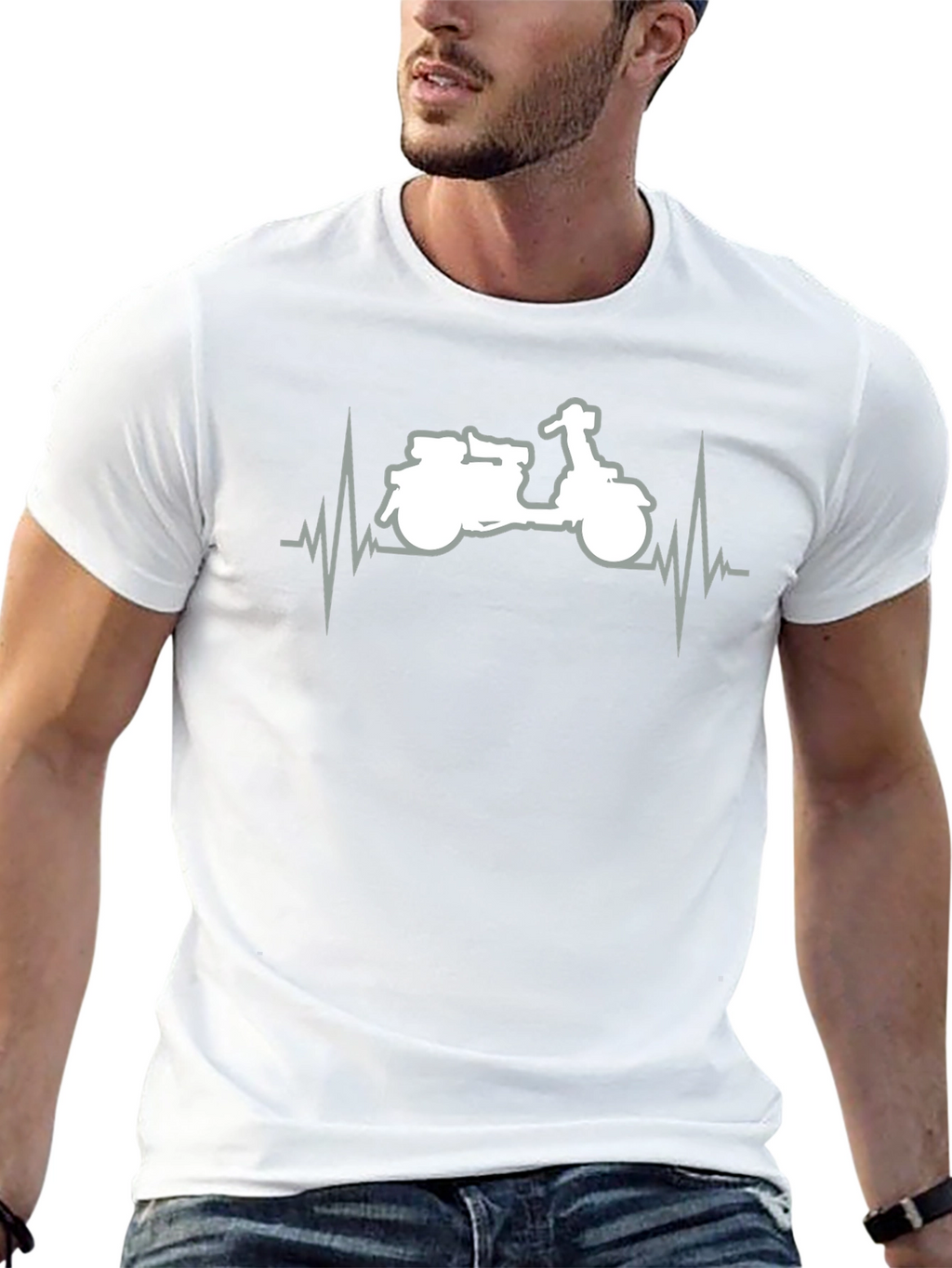Motorcycle Heartbeat Graphic T-Shirt - Ride in Style!