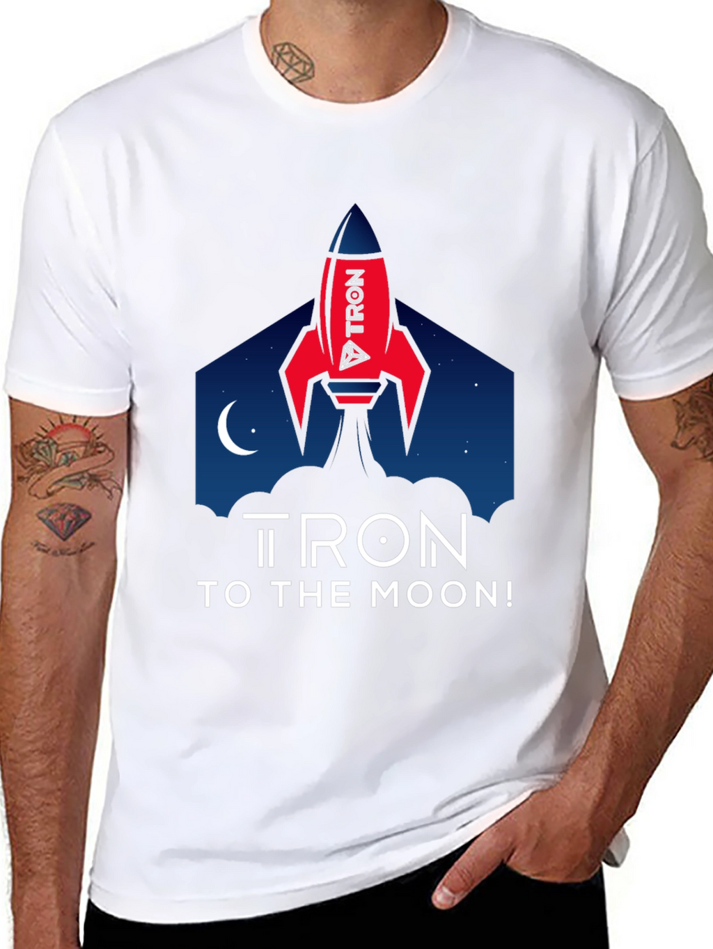 Tron to the Moon Black T-Shirt