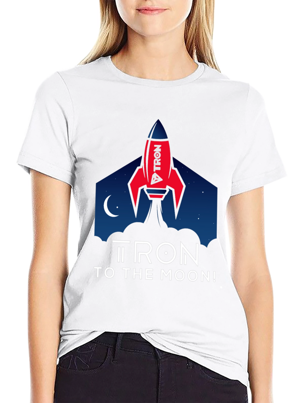 Tron to the Moon Black T-Shirt