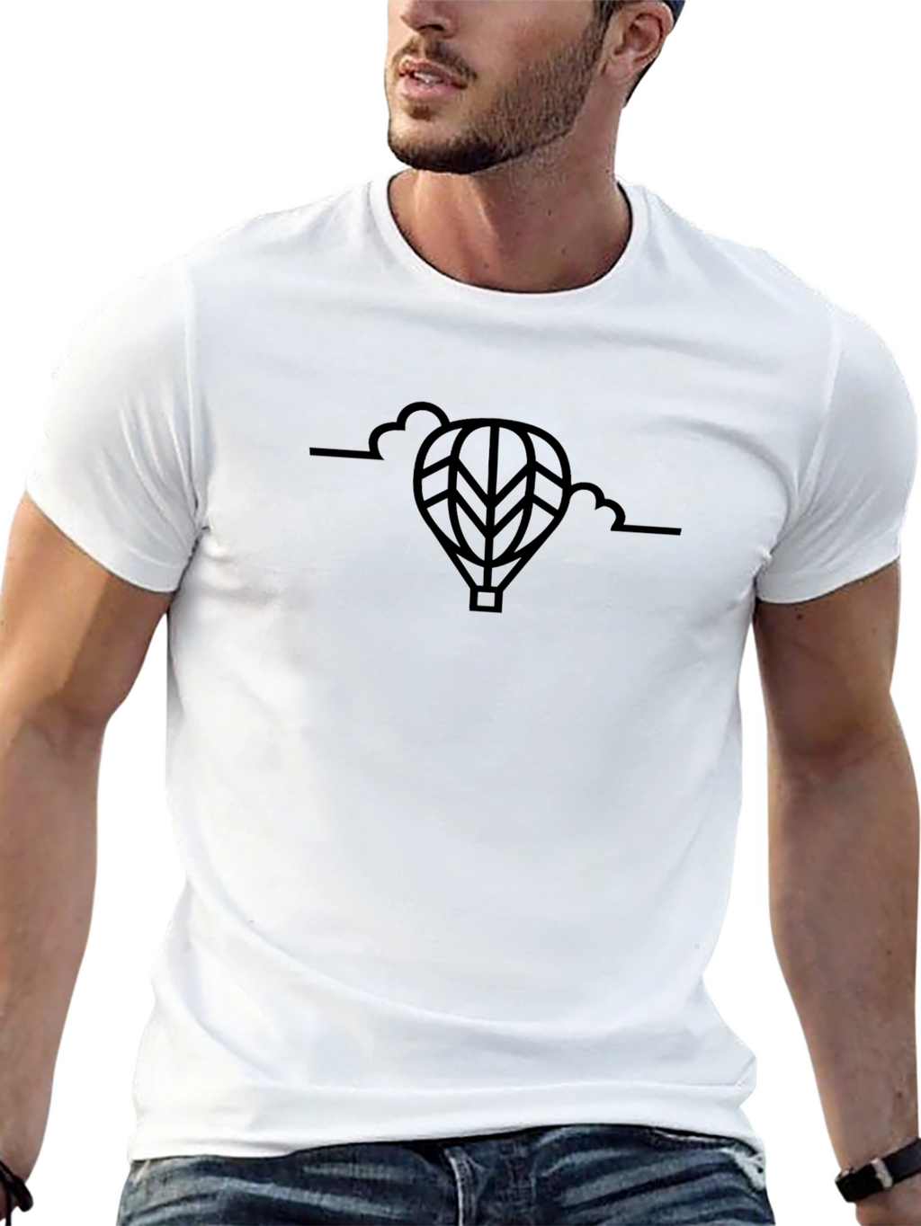 Mens Black Hot Air Balloon Graphic Tee