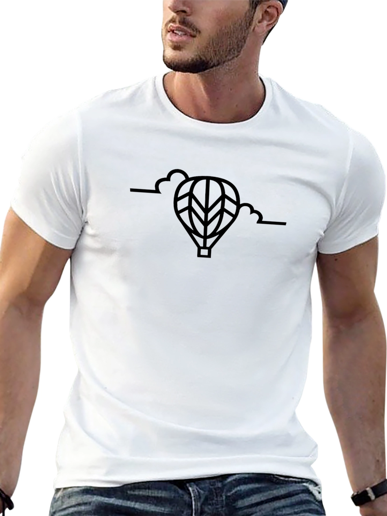 Mens Black Hot Air Balloon Graphic Tee
