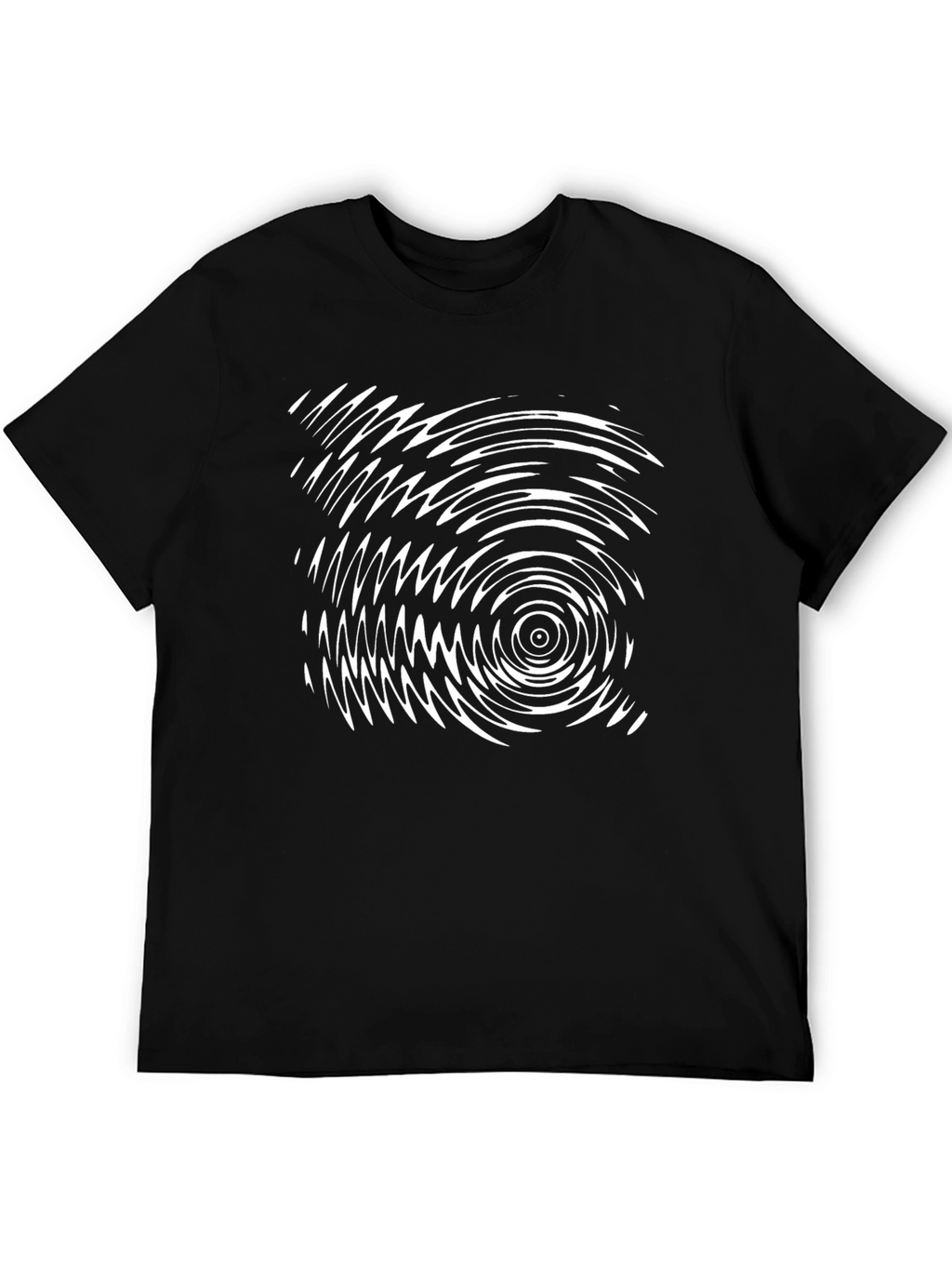 Abstract Ripple Design Black T-Shirt