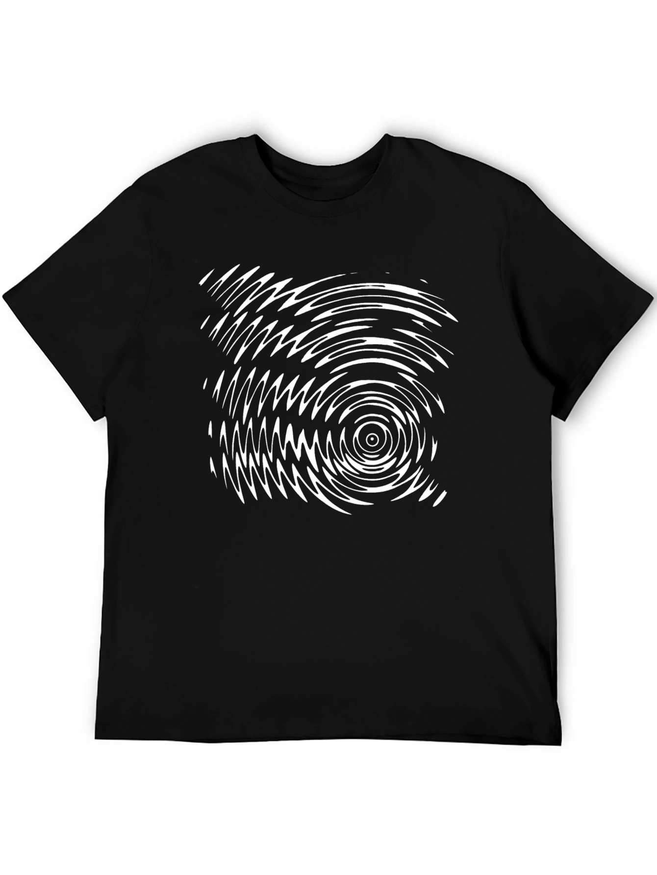 Abstract Ripple Design Black T-Shirt