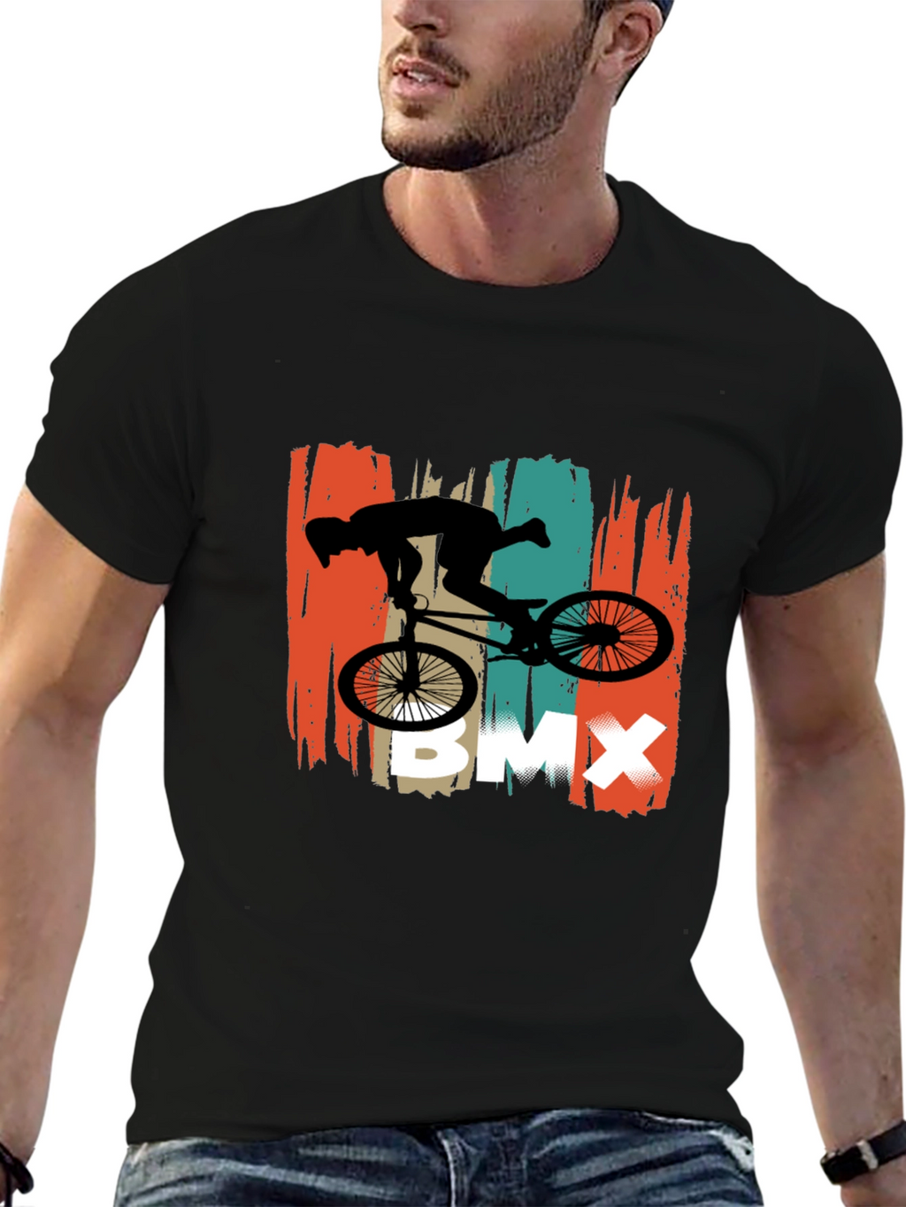 BMX Rider Graphic Tee - Black Cotton T-Shirt