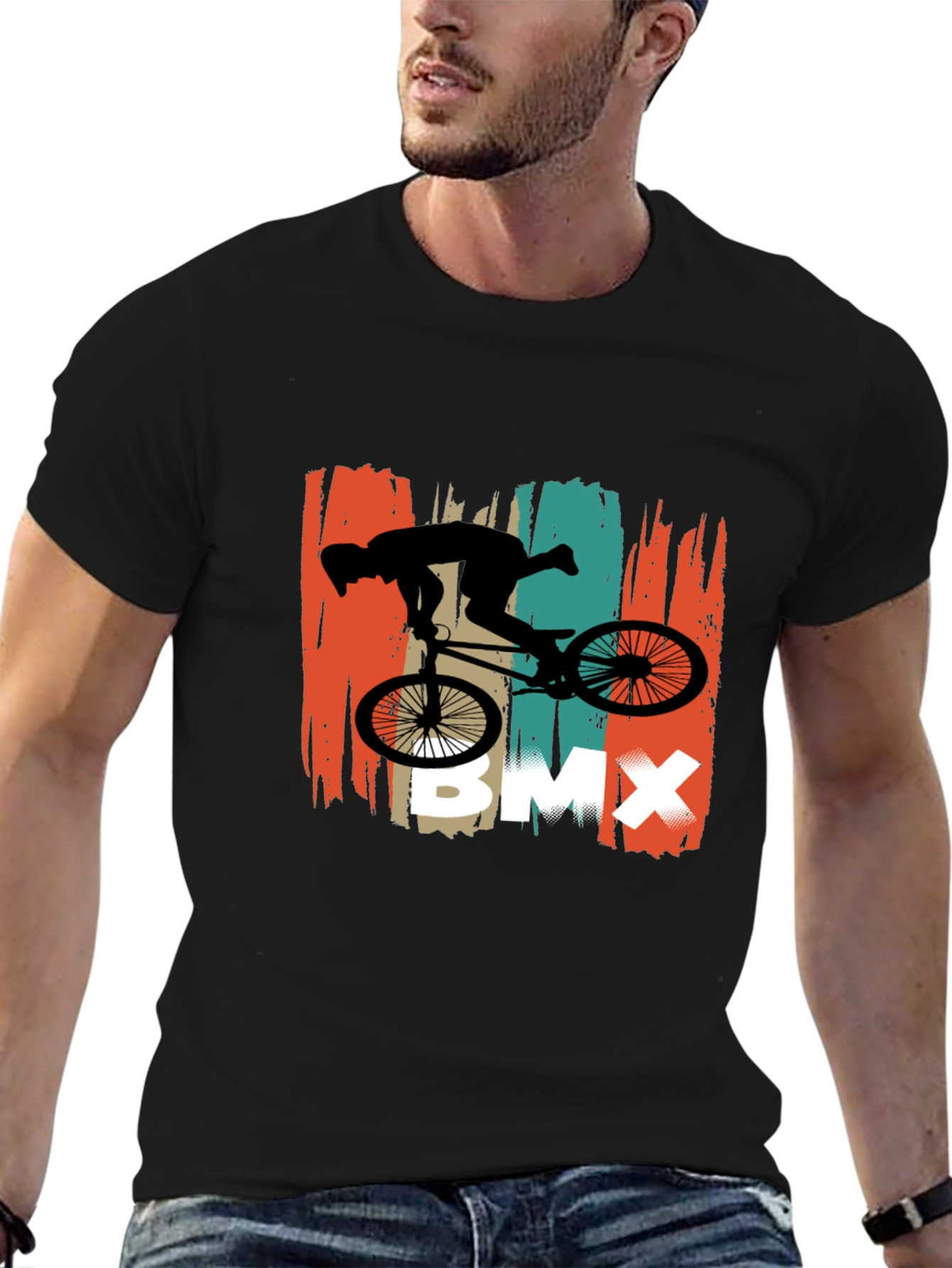 BMX Rider Graphic Tee - Black Cotton T-Shirt