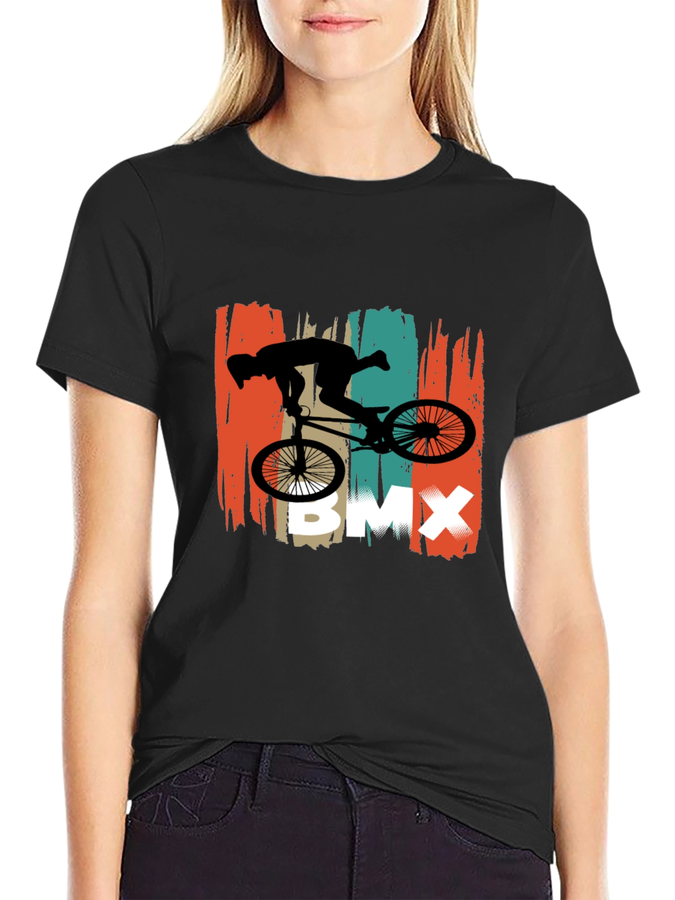 BMX Rider Graphic Tee - Black Cotton T-Shirt