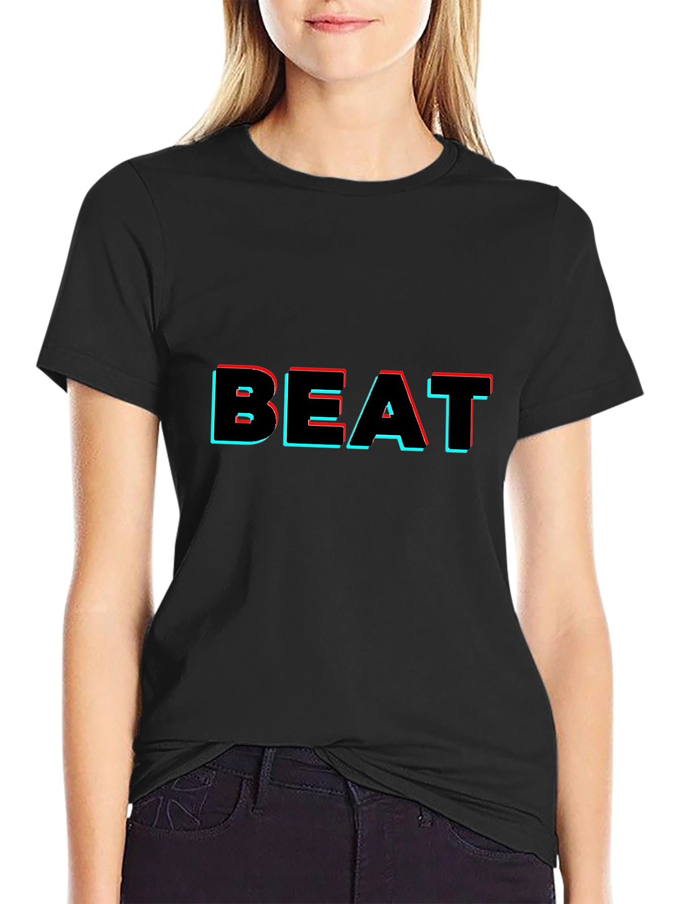 Trendy BEAT Graphic Black T-Shirt