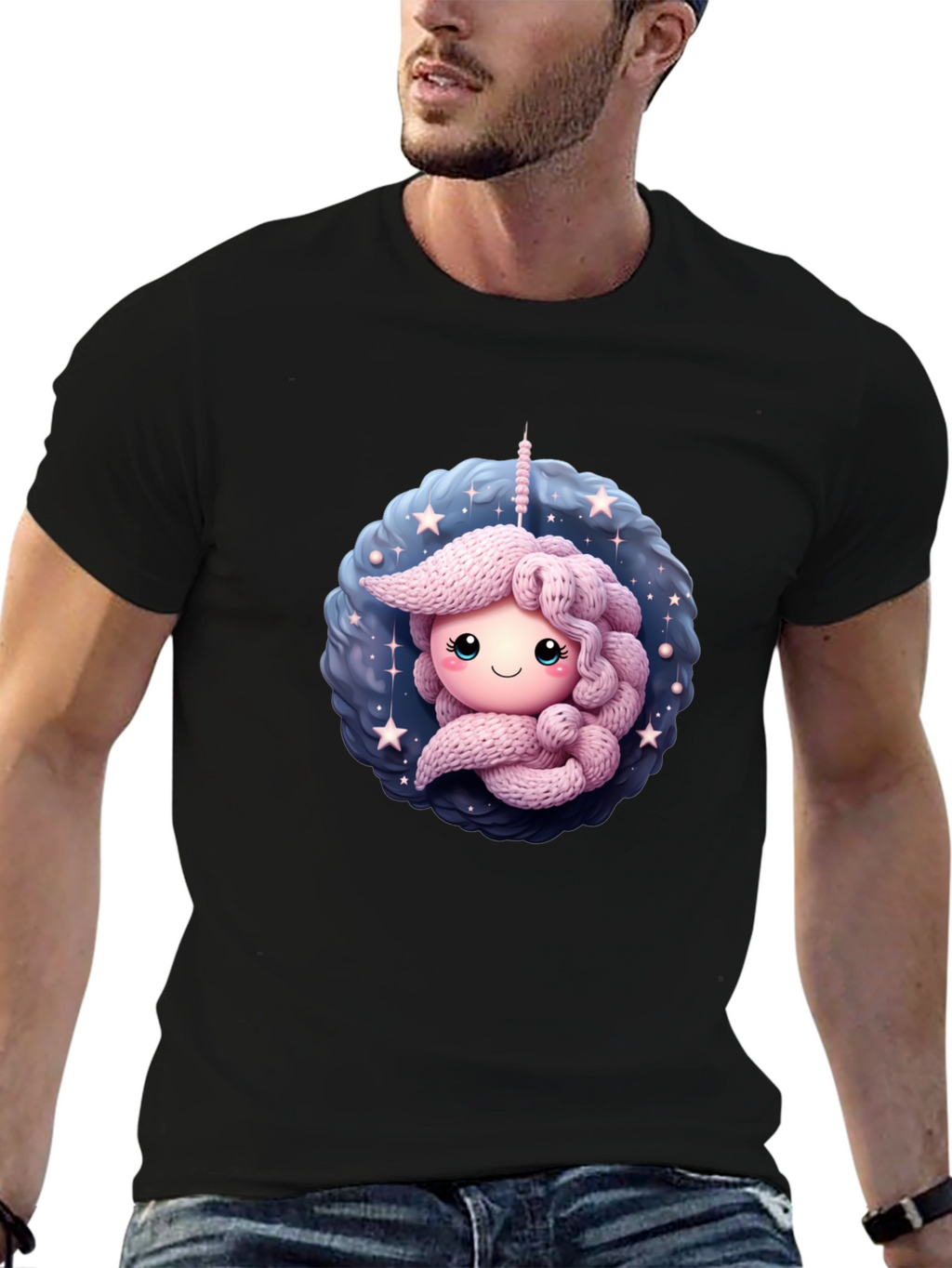 Cute Unicorn Black T-Shirt