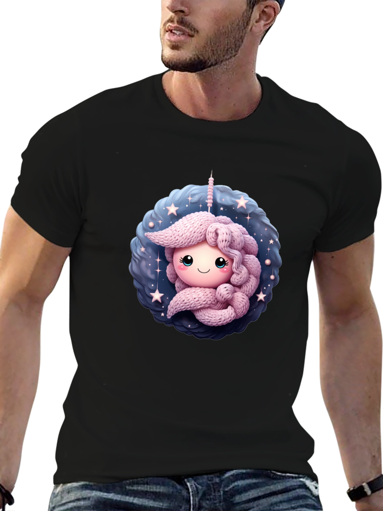 Cute Unicorn Black T-Shirt