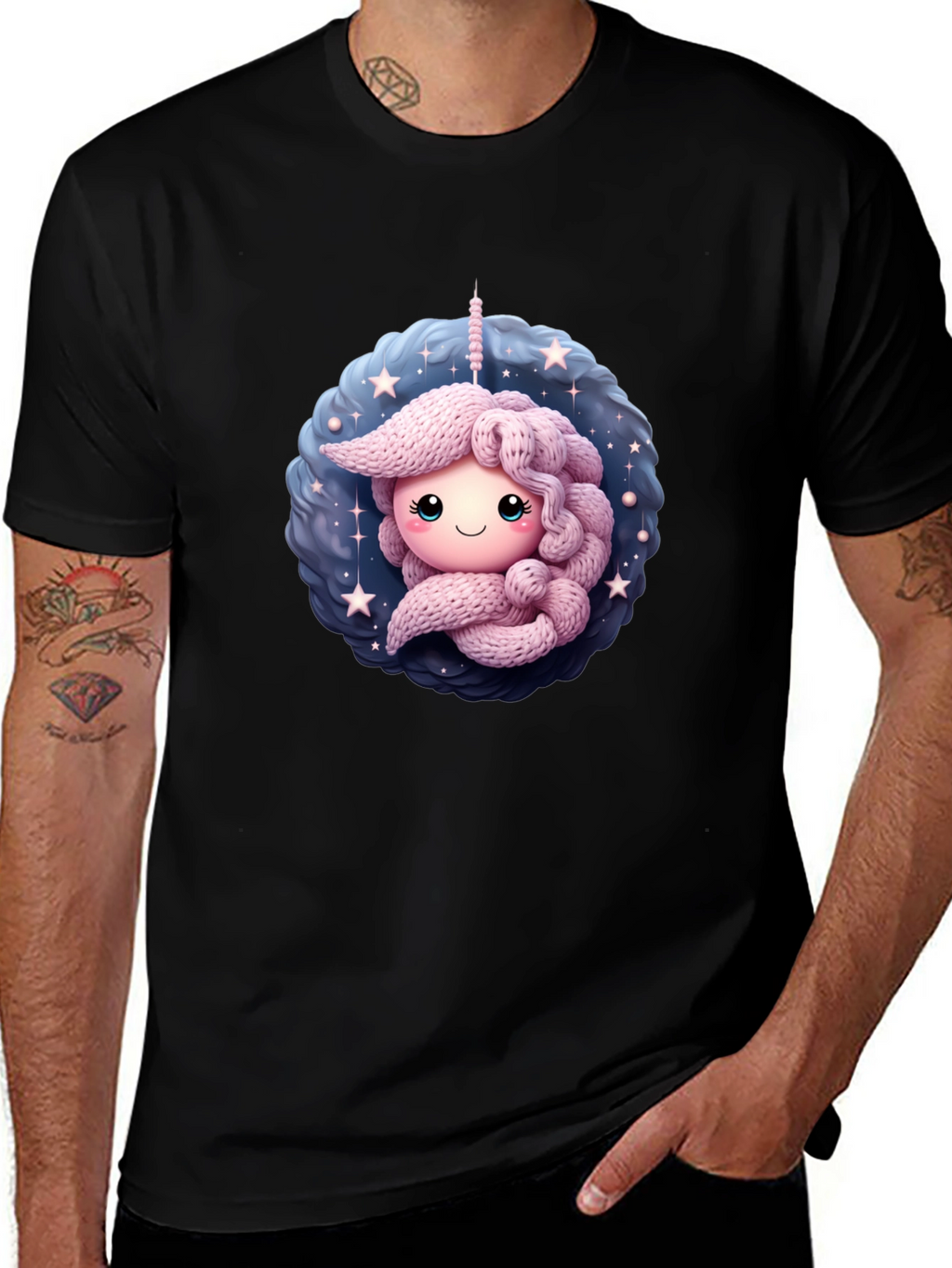 Cute Unicorn Black T-Shirt