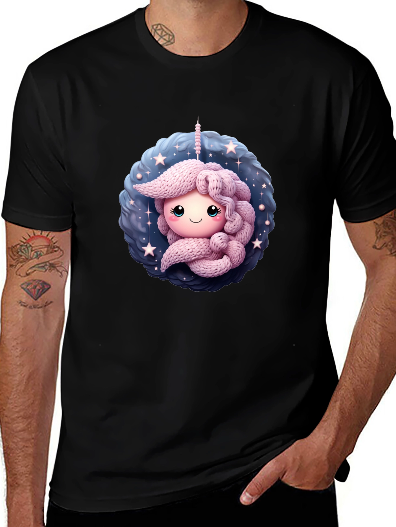 Cute Unicorn Black T-Shirt