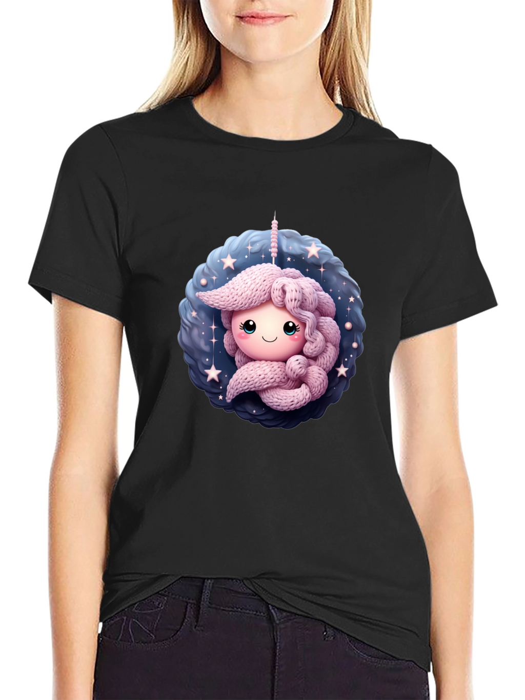 Cute Unicorn Black T-Shirt