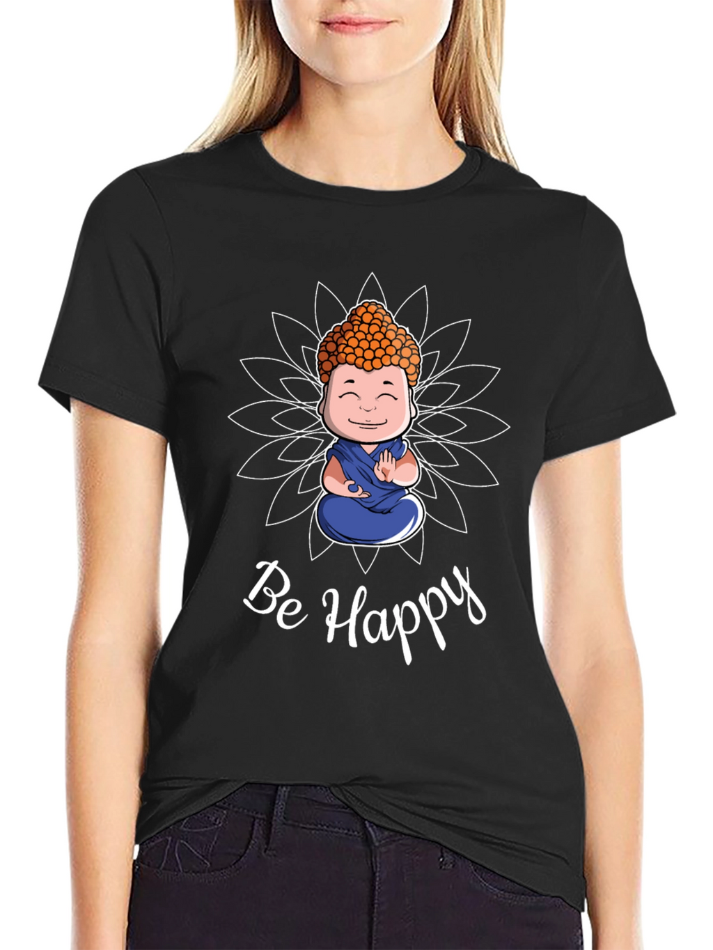 Be Happy Buddha Graphic T-Shirt