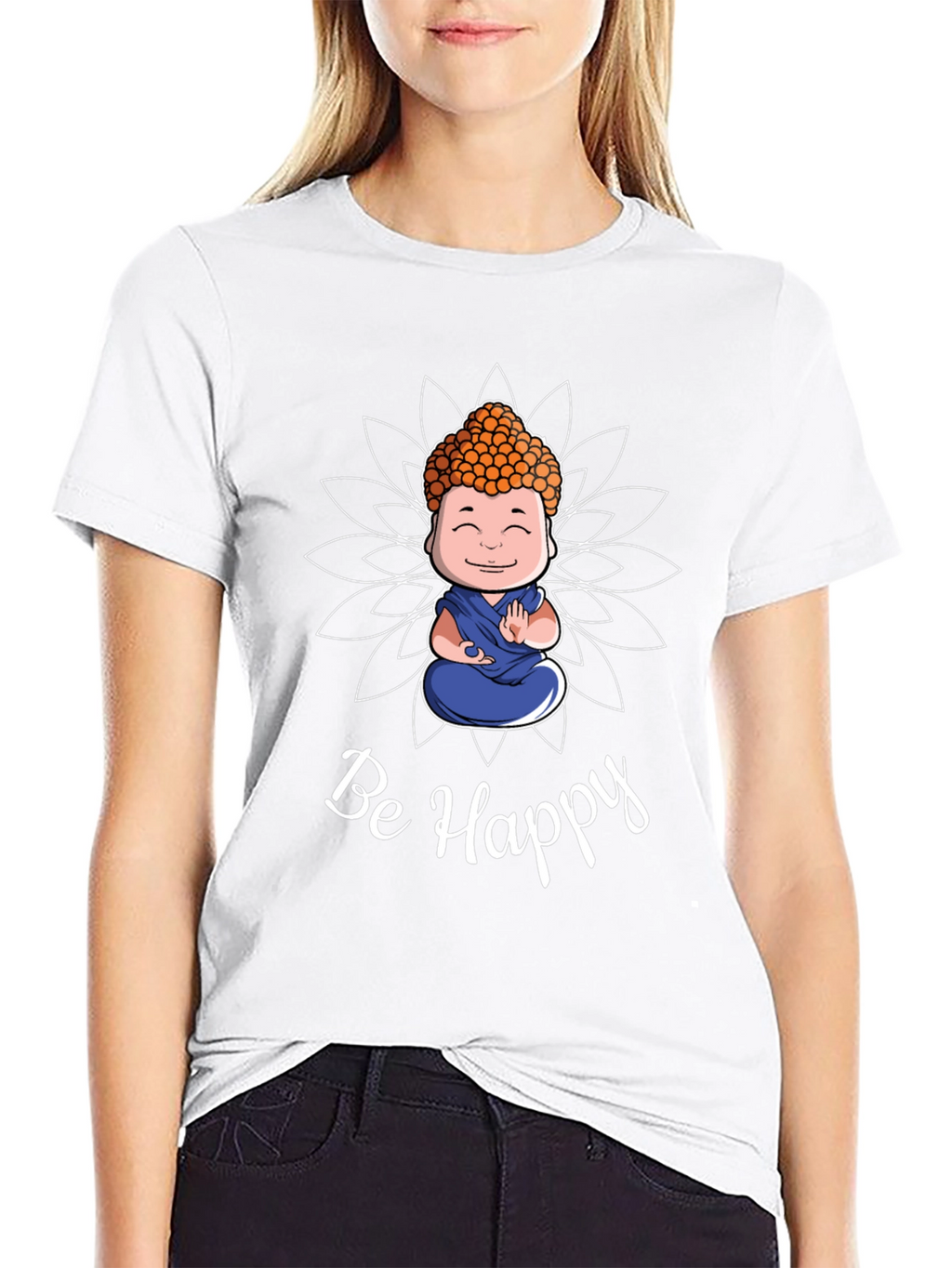 Be Happy Buddha Graphic T-Shirt